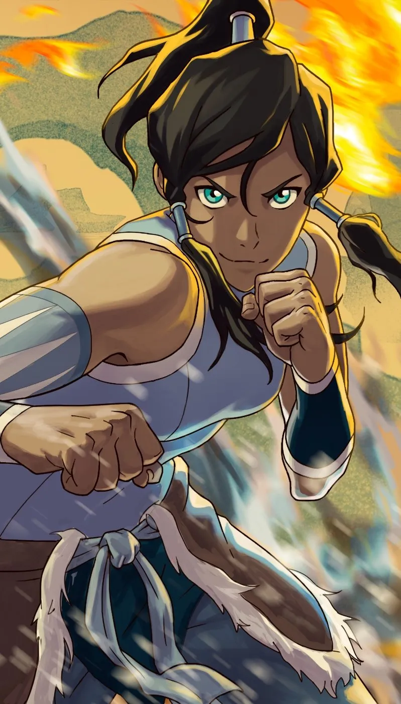 Avatar Legends: The Fighting Game Korra character portrait executing Fire kick rush and Earth pillar stance switch