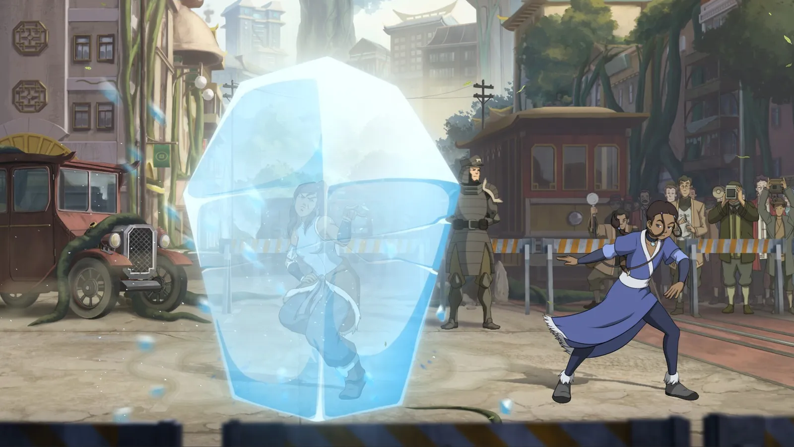 Avatar Legends: The Fighting Game Zaheer character portrait executing Airburst flight cancel and aerial maneuver combo