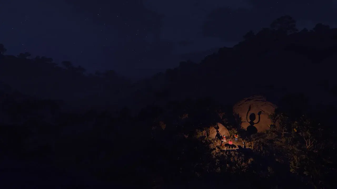 Looking through binoculars to spot puzzle locations across the map.