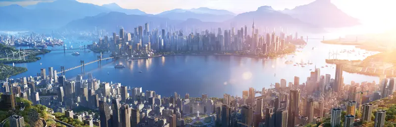 Cities: Skylines hero art — comparing the original and sequel