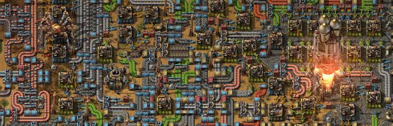 Factorio factory scene (Steam store screenshot)
