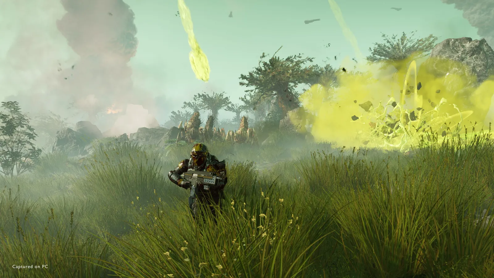 Helldivers 2 looting a container for Super Credits (official Steam screenshot)