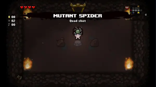 The Binding of Isaac Brimstone charged laser beam firing across a boss room