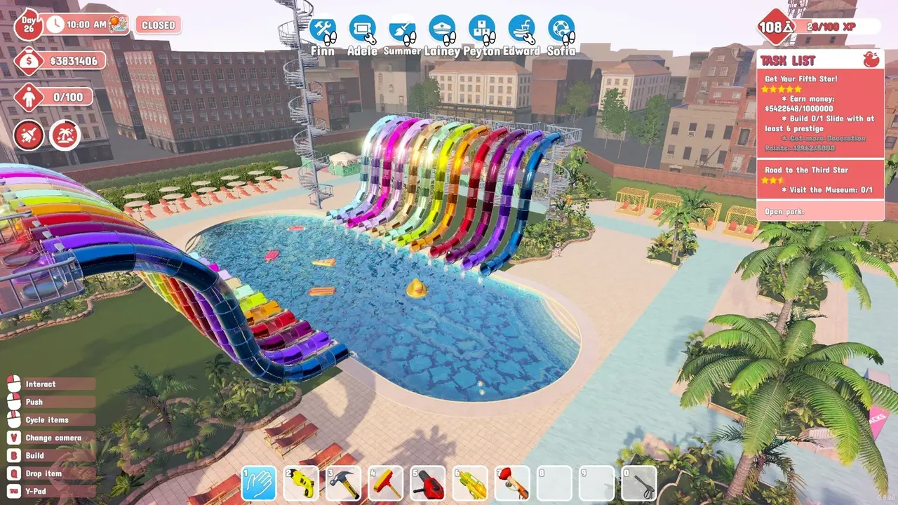 Waterpark Simulator early park — the first slides and facilities
